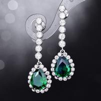 Lab Created Emerald and White Diamond Earrings 202//202